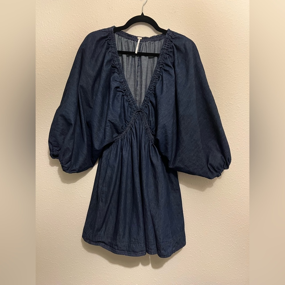 #831 Free People Portia Denim Dress Medium - Picture 5 of 7